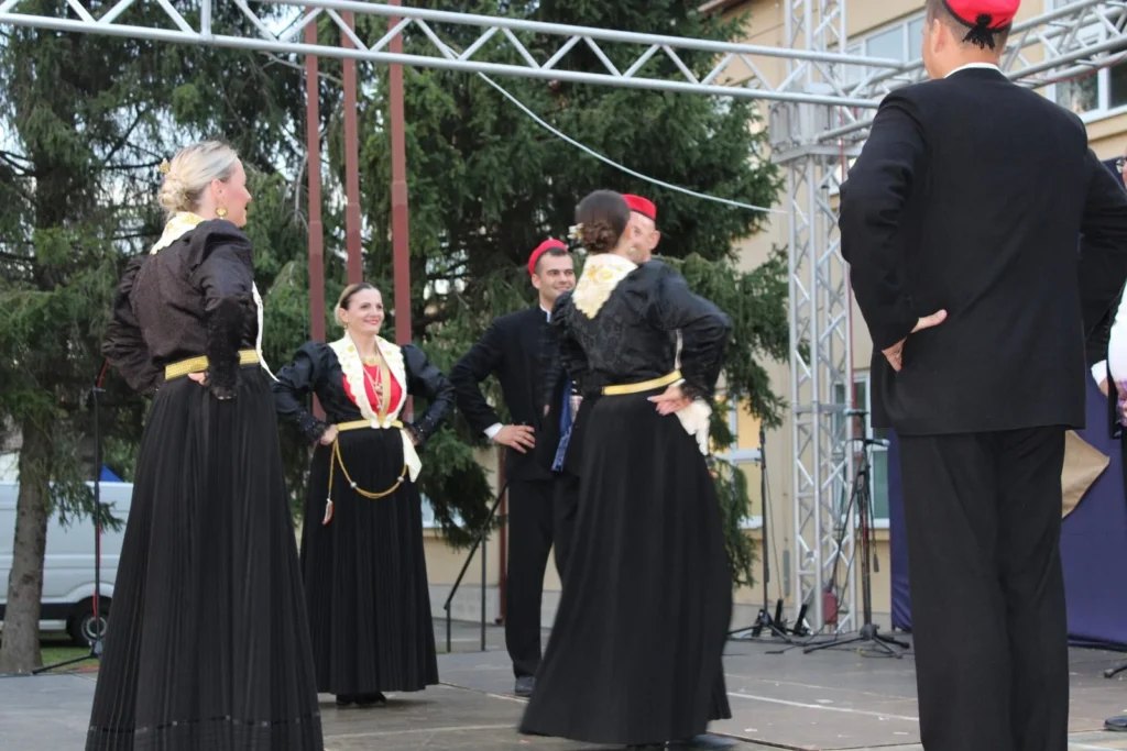 Folklorni nastup u narodnim nošnjama na pozornici — 45. Žetvene svečanosti u Cerni, 20.07.2024.